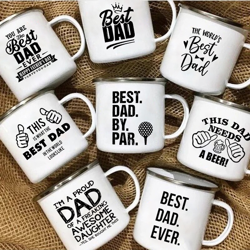 Wine Beer Coffee Drink - The Best Dad 2 Enamel Mugs
