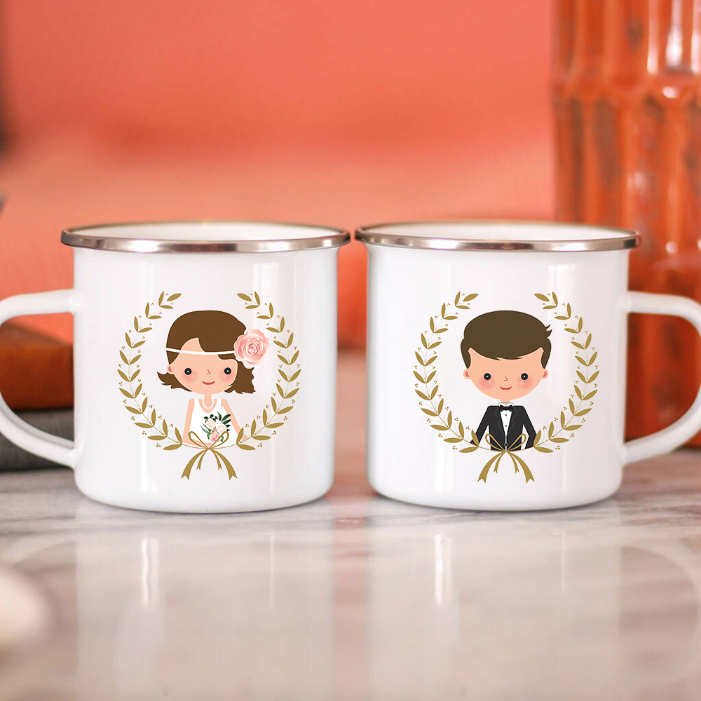 Wine Beer Coffee Drink - Bride Bridegroom Creative Enamel Coffee Mugs