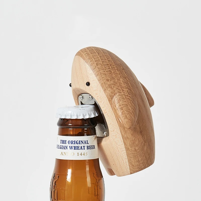 Wine In Beer Bottle - Creative Wooden Shark Ornament Beer Bottle