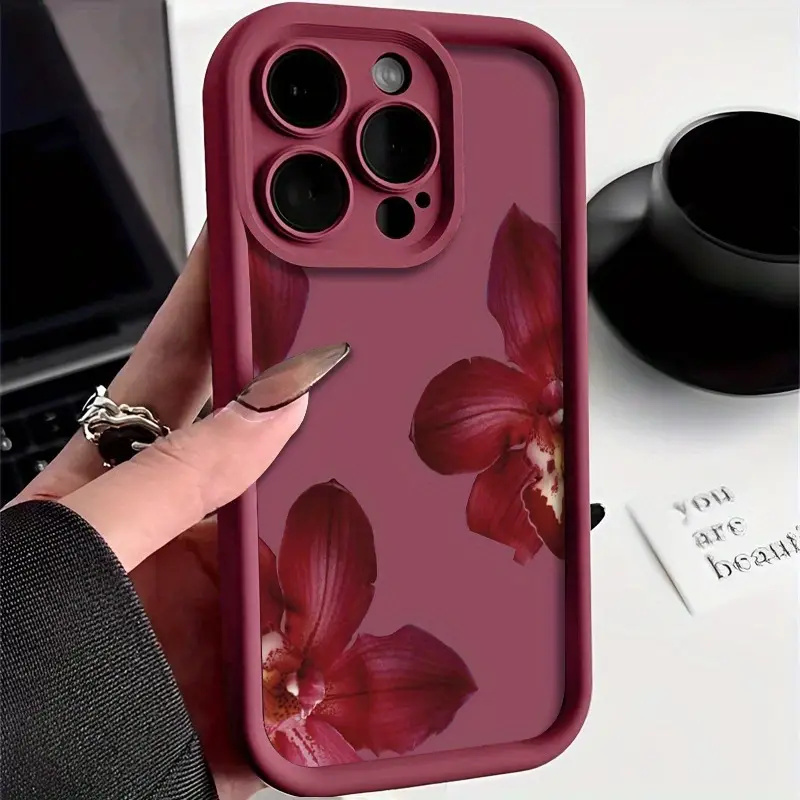 Wine & Beer Guayaquil - Wine Red Orchid Flower Pattern Phone