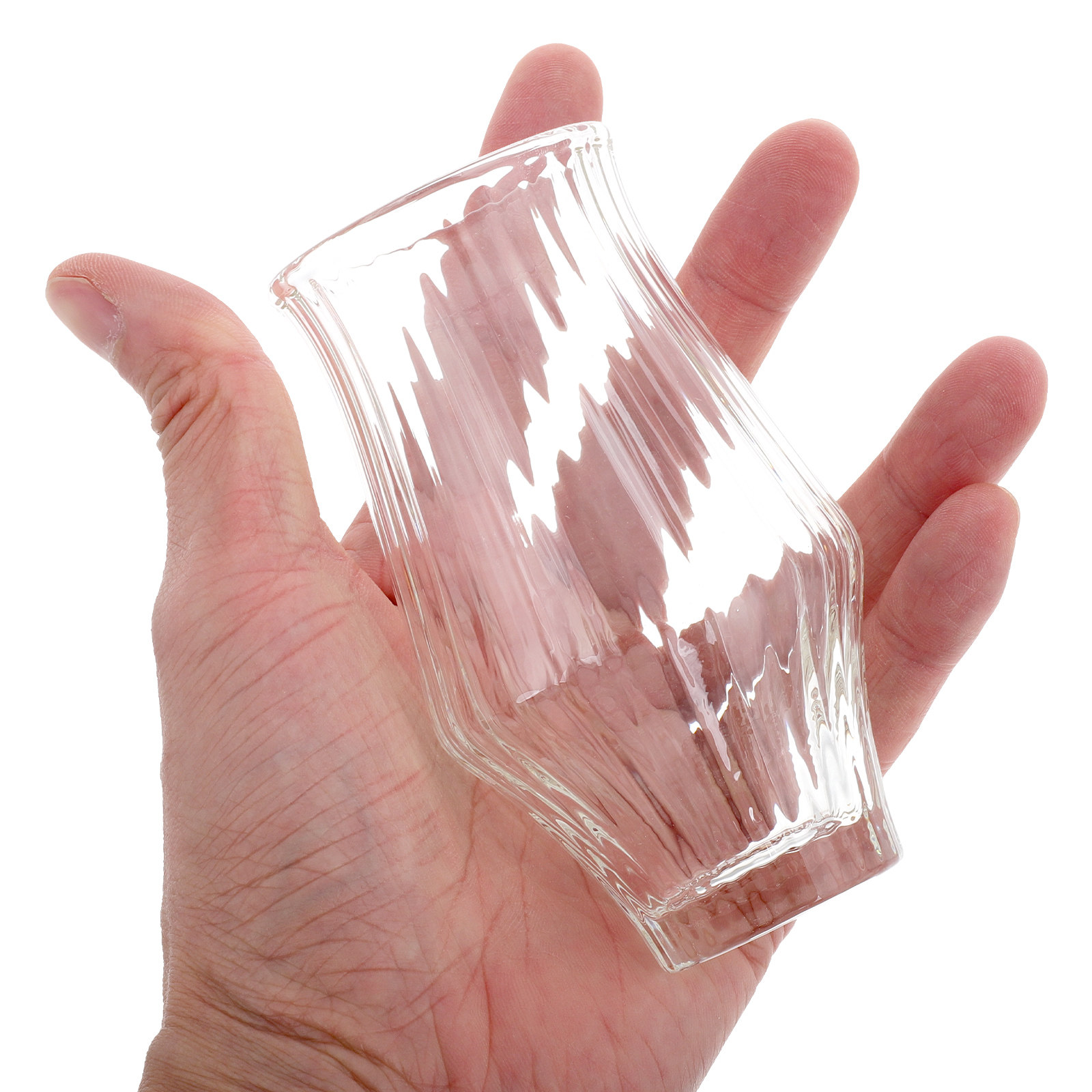 Wine Beer Coffee Drink - Glass Coffee Cup Ribbed Design Clear